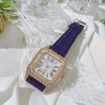 Cross-border trade, diamond-encrusted elegant square wristwatch, fashionable genuine leather, versatile quartz watch, light luxury women's watch. - Image 5