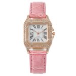Cross-border trade, diamond-encrusted elegant square wristwatch, fashionable genuine leather, versatile quartz watch, light luxury women's watch. - Image 6