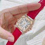 Cross-border trade, diamond-encrusted elegant square wristwatch, fashionable genuine leather, versatile quartz watch, light luxury women's watch. - Image 2