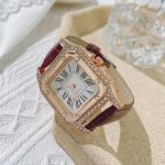 Cross-border trade, diamond-encrusted elegant square wristwatch, fashionable genuine leather, versatile quartz watch, light luxury women's watch. - Image 4